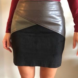 Suede & faux leather skirt